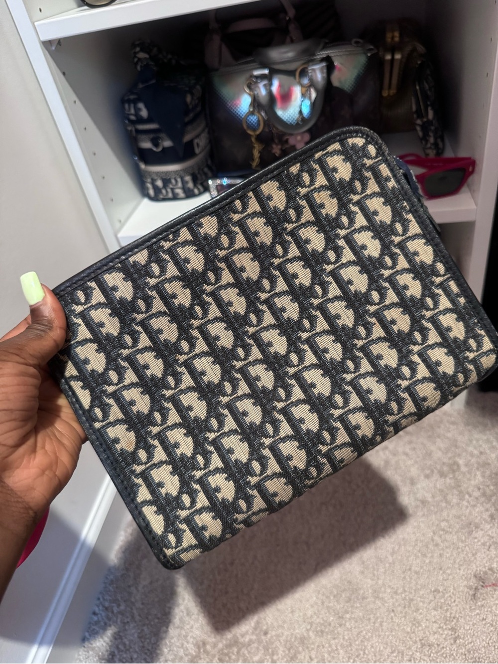 Dior Beige and Black Monogram Pouch